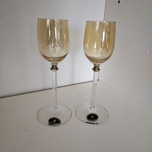 Elegant Amber Wine Glass Set Handmade Italy